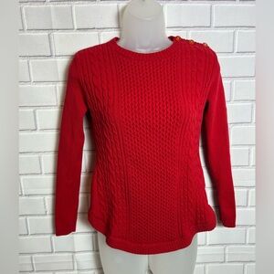 CHARTER CLUB Red Cable Knit Sweater with Button Detail/size PP